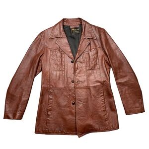 Vintage 60s 70's Men’s Soft Leather Jacket Red Brown Reed Sportswear *See Notes*